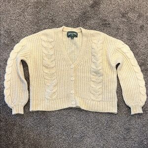 American Eagle Outfitters Cream Cable Knit Cardigan
